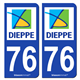 Jeu de 2 Stickers pour plaques d'immatriculation auto - Modèle : 76 Dieppe - Agglo