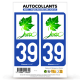 2 Autocollants plaque immatriculation 39 Jura - Vignoble